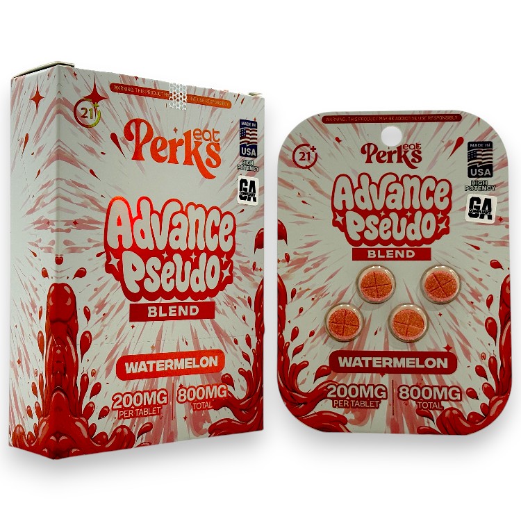 EAT PERKS - KRATOM - EXTRACT TABLET - 200MG/CT - 4CT/PK - 5PK/BX - ADVANCE PSEUDO - WATERMELON