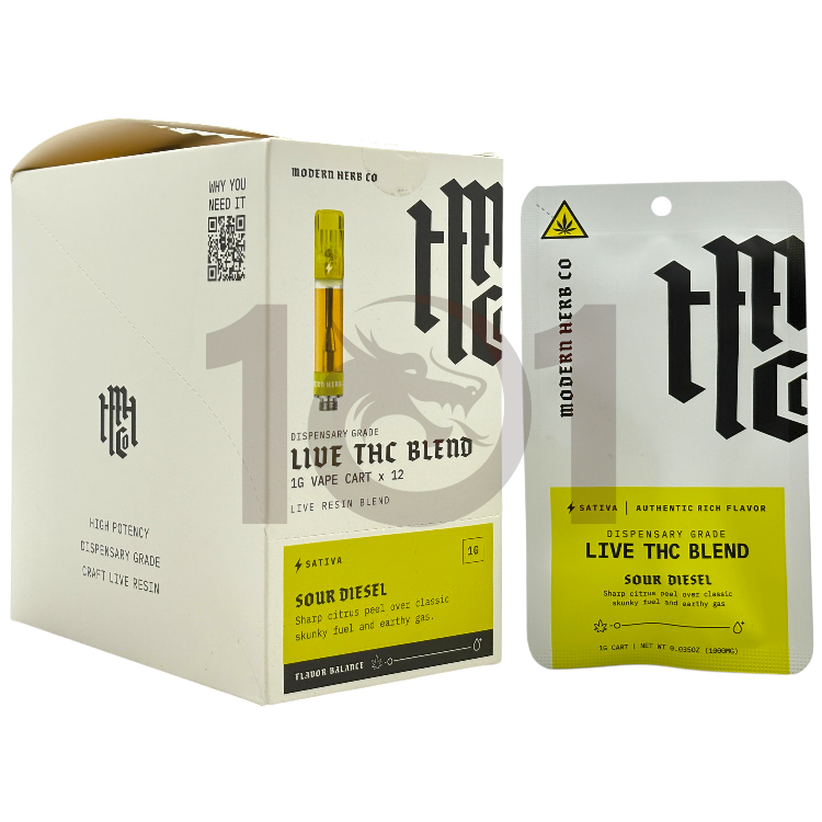 MODERN HERB CO - DELTA - CARTRIDGE - LIVE THC BLEND - 1GM/CT - 12CT/BX - SATIVA - SOUR DIESEL