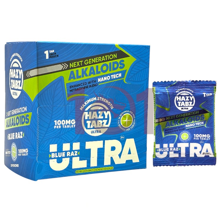 HAZY TABZ ULTRA MITRAGYNINE KRATOM EXTRACT TABLET 100MG 1CT PK - BLUE RAZ